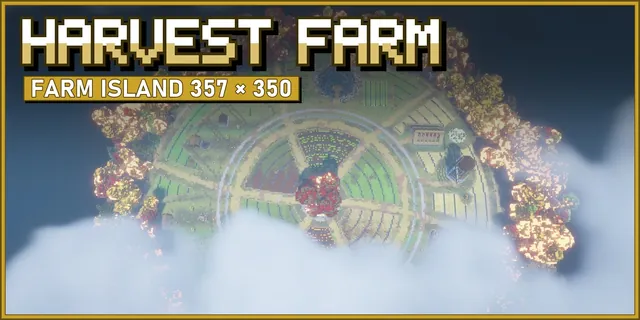 A round farm island with curved fields in autumn colours