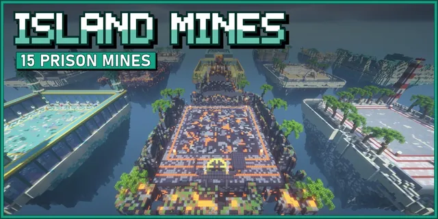 Tropical prison mines with a volcano mine in the middle