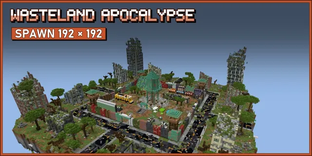 A ruined city slab floating in the sky with a walled survivor settlement