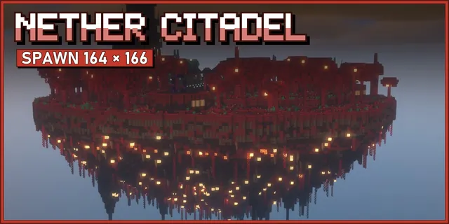A floating netherrack island with a blackstone citadel