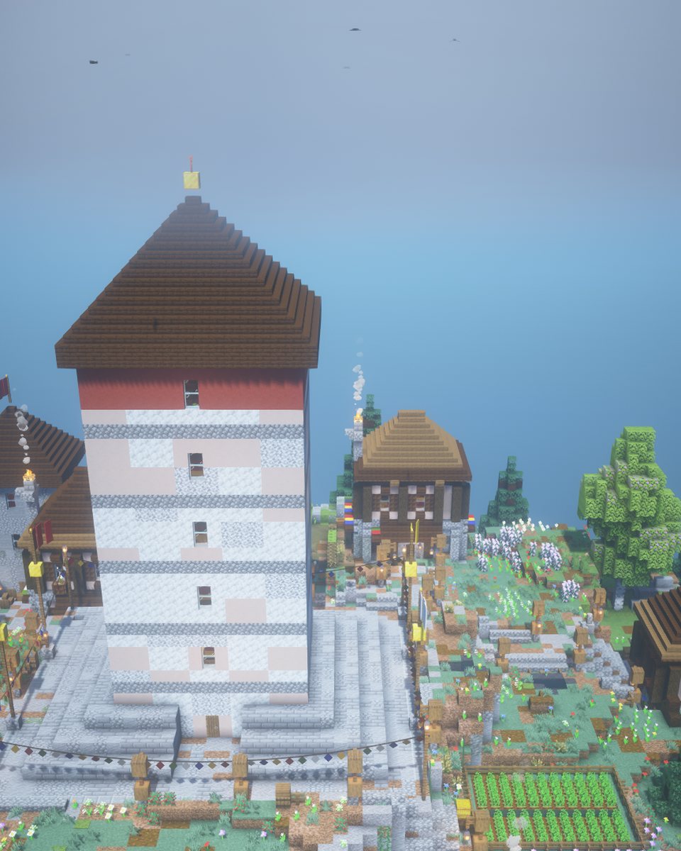 The tower and its stone stair from the air
