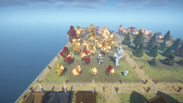 Autumn Asset Pack 323 Builds, birch trees