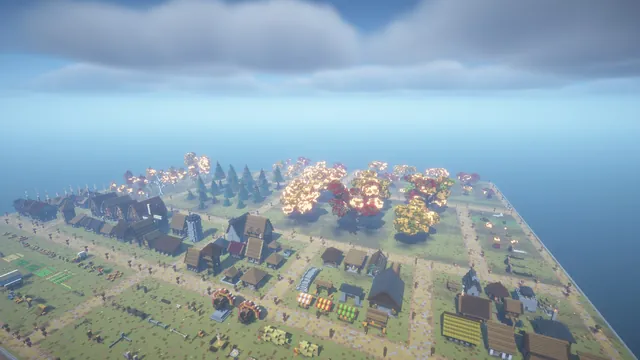 Autumn Asset Pack 323 Builds, showcase from village end