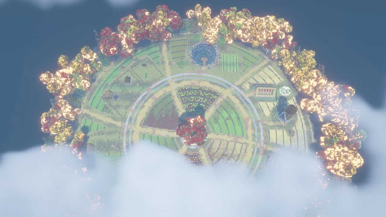 Harvest Farm Island, aerial farm