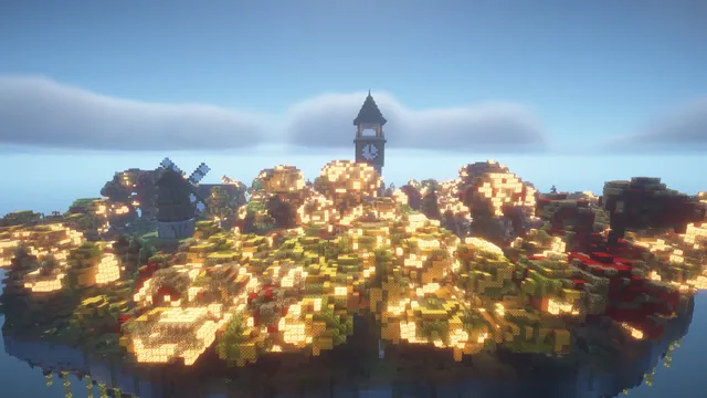 Autumn Harvest Hub, island and clock tower
