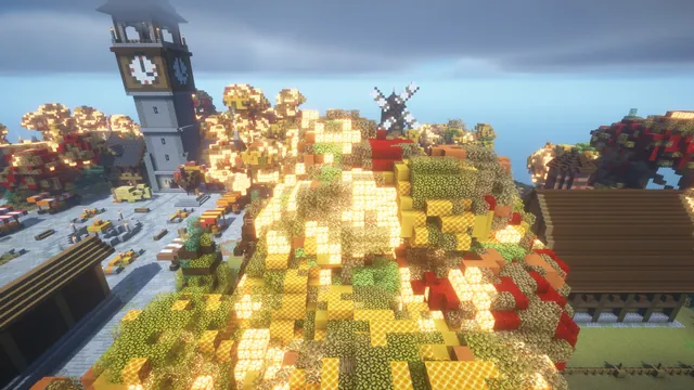 Autumn Harvest Hub, clock tower and market