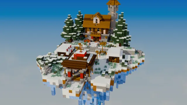 BedWars 64 Maps, 16 Themes, frostfall team island