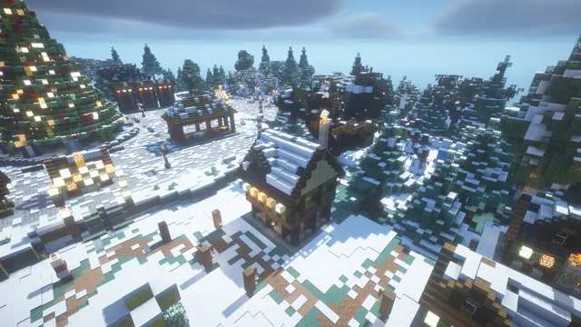 Winter Wonderland Hub, village cottages above