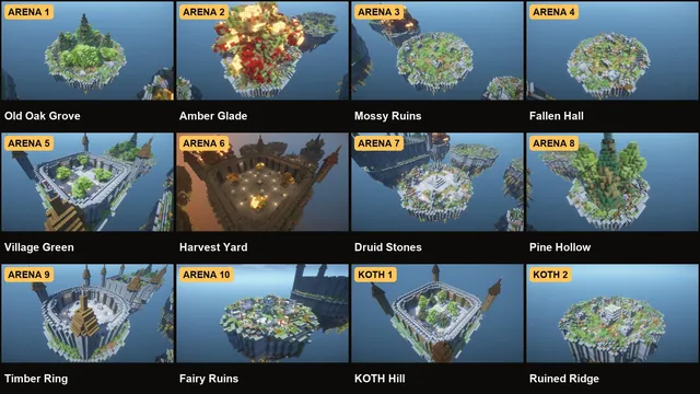 10 Wildwood Arenas + 2 KOTH, map key all 12 maps