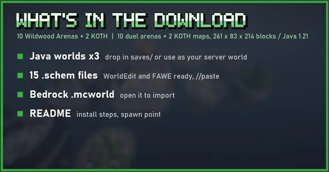 What's in the 10 Wildwood Arenas + 2 KOTH download