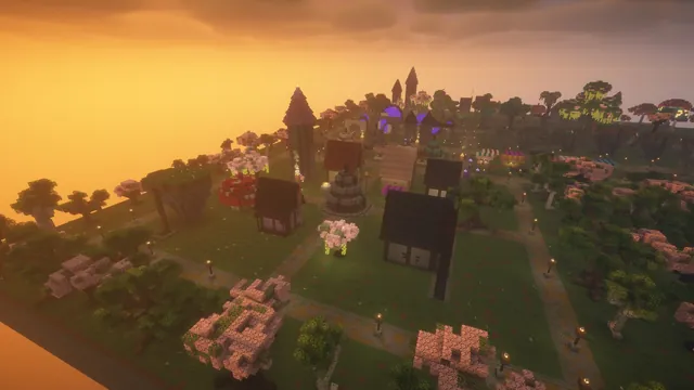 207 Fantasy Assets, village scene golden hour