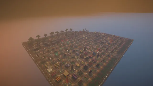 251 Medieval Village Assets, aerial dusk