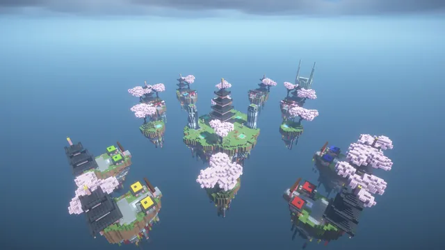 4 Bedwars Maps, aerial sakura isles