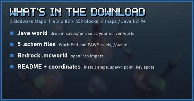 What's in the 4 Bedwars Maps download
