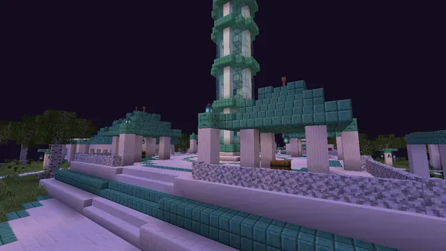 BoxPvP Map Copper Skyport, spawn plaza night