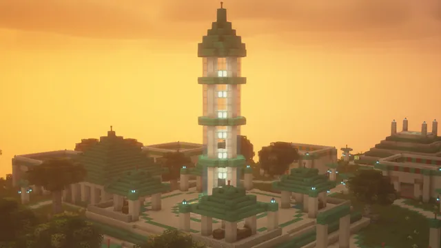 BoxPvP Map Copper Skyport, spire sunset