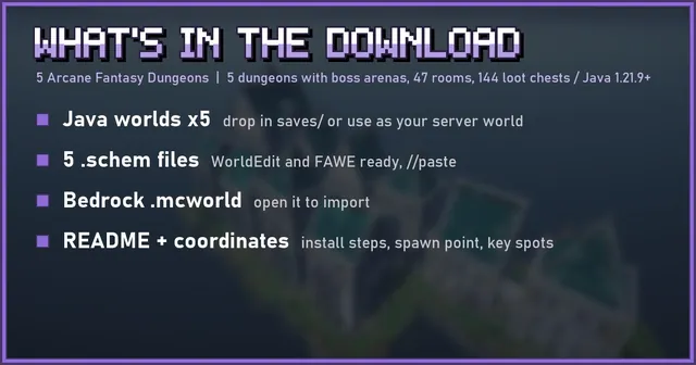 What's in the 5 Arcane Fantasy Dungeons download