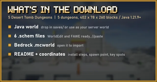 What's in the 5 Desert Tomb Dungeons download