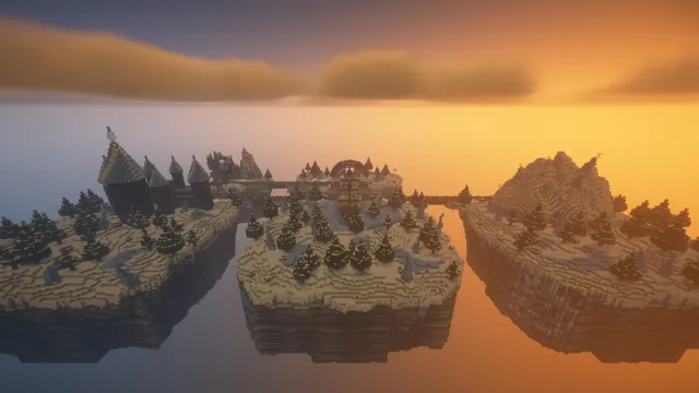 5 Frost Giant Dungeons, aerial golden hour