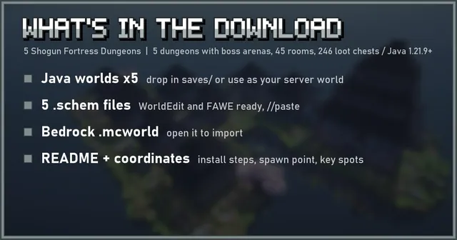 What's in the 5 Shogun Fortress Dungeons download