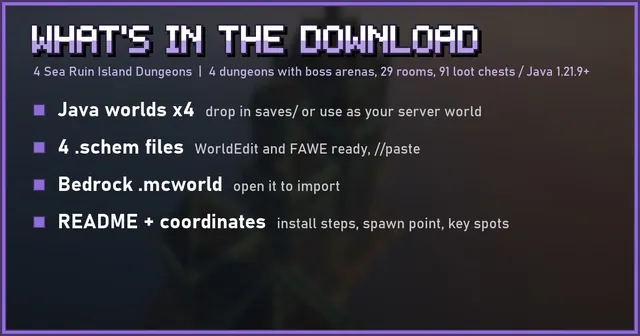 What's in the 4 Sea Ruin Island Dungeons download
