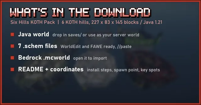 What's in the Six Hills KOTH Pack download