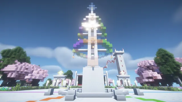 Minigame Lobby with 3 Parkour Courses, spawn plaza spire