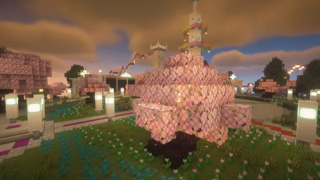 Minigame Lobby with 3 Parkour Courses, gardens golden hour