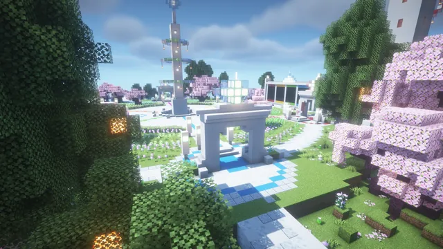 Minigame Lobby with 3 Parkour Courses, gardens to spire