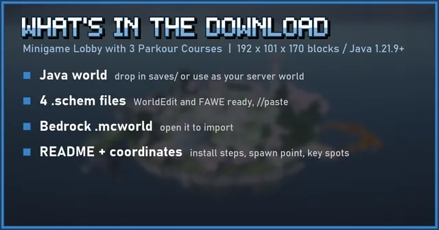 What's in the Minigame Lobby with 3 Parkour Courses download