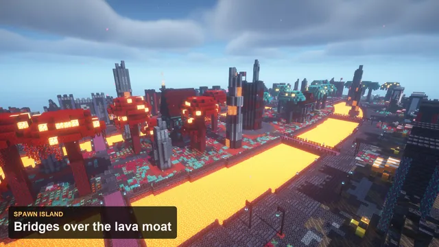 12 Nether Prison Mines, spawn island lava moat