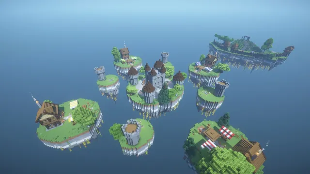 6 Medieval Minigame Maps, aerial four shires bedwars