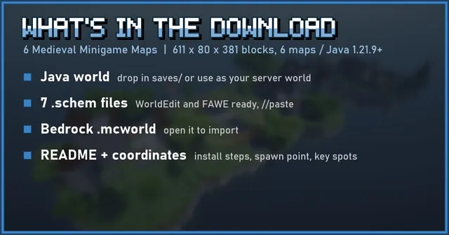 What's in the 6 Medieval Minigame Maps download