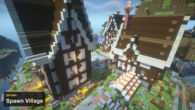 Medieval Skyblock Islands, spawn village