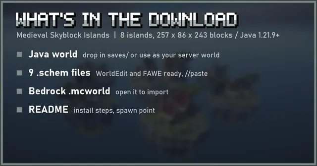 What's in the Medieval Skyblock Islands download