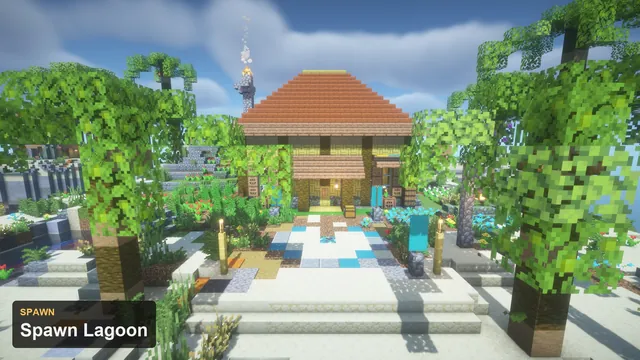 Tropical Skyblock Islands, spawn lagoon