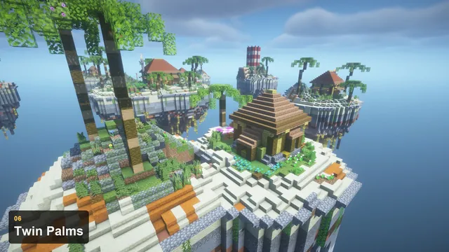Tropical Skyblock Islands, twin palms