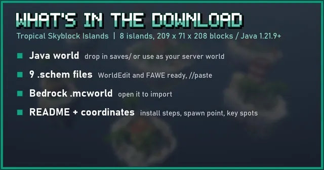 What's in the Tropical Skyblock Islands download