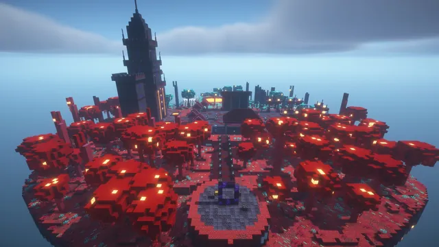 Nether Citadel Spawn, aerial crimson forest