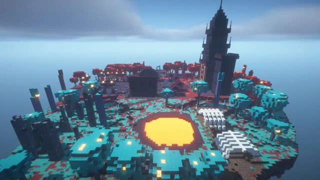 Nether Citadel Spawn, aerial warped side lava