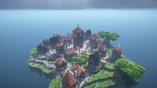 Steampunk Clocktower Spawn, town from the north