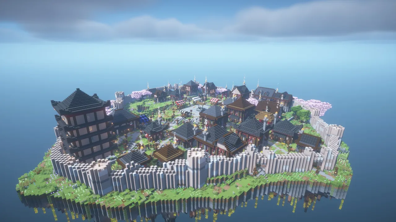 Edo Castle Town Spawn, aerial overview