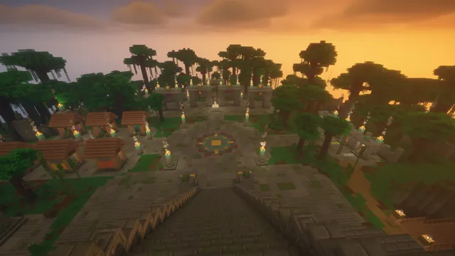 Jungle Temple Factions Spawn, summit view dusk