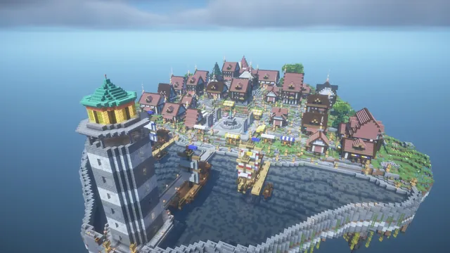 Harbor Town Medieval Spawn, lighthouse and harbour