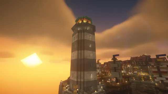 Harbor Town Medieval Spawn, lighthouse dusk