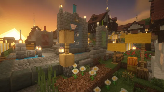 Harbor Town Medieval Spawn, market and crates dusk