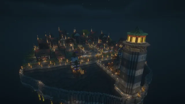 Harbor Town Medieval Spawn, town at night