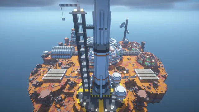 Mars Colony Spawn, rocket and colony above