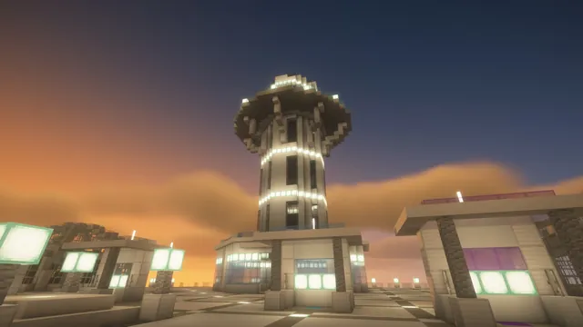 Orbital Station Hub, tower dusk