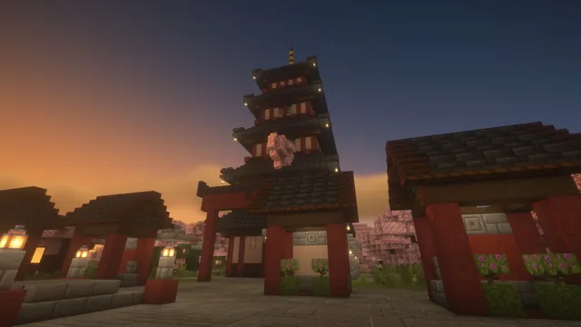 Sakura Temple Spawn, pagoda dusk